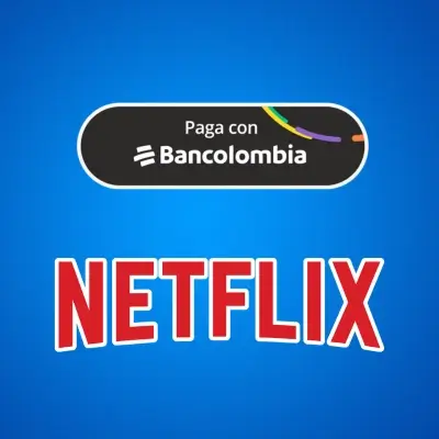 Muestra el logo de Bancolombia y el de Netflix y una flecha indicando como pagar