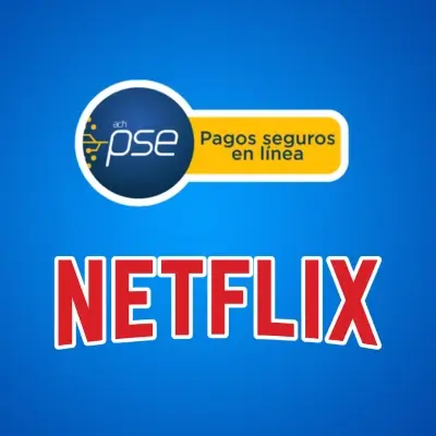 Muestra el logo de PSE y el de Netflix y una flecha indicando que se puede pagar de esta forma.